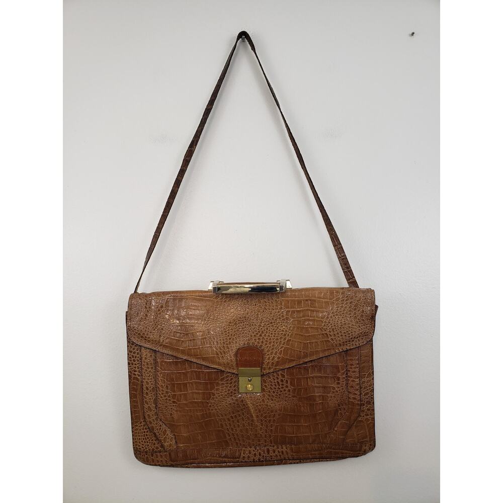 Vintage Briefcase Document Bag Portfolio Animal Print Handle Strap Korea